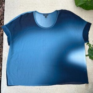 Eileen Fisher Blue Ombré 100% Silk Blouse Women’s Size Medium